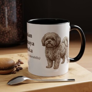 11oz Russian Tsvetnaya Bolonka Latin Mug, Black, lifestyle photo