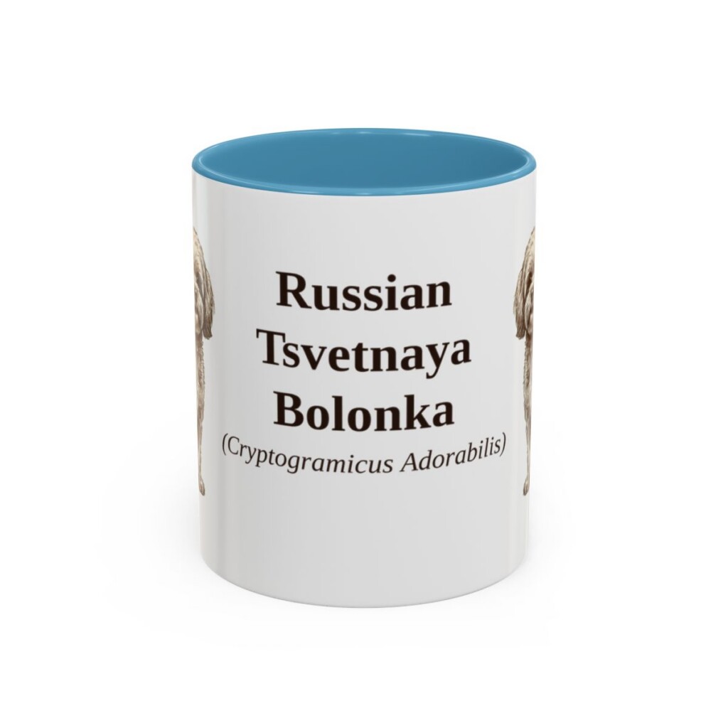 11oz-russian-tsvetnaya-bolonka-mug-latin-light-blue 11oz Russian Tsvetnaya Bolonka Latin Mug, Light Blue, front view