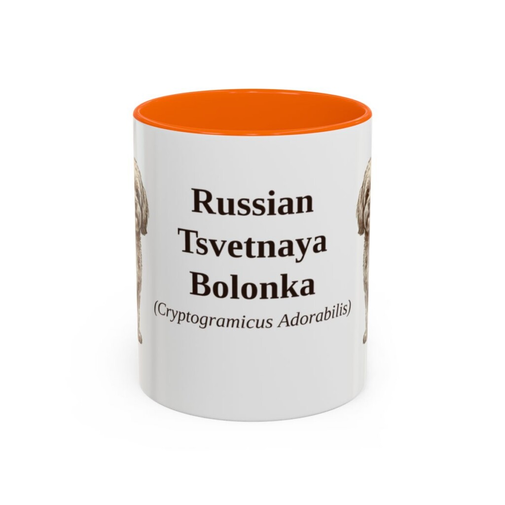 11oz-russian-tsvetnaya-bolonka-mug-latin-orange 11oz Russian Tsvetnaya Bolonka Latin Mug, Orange, front view