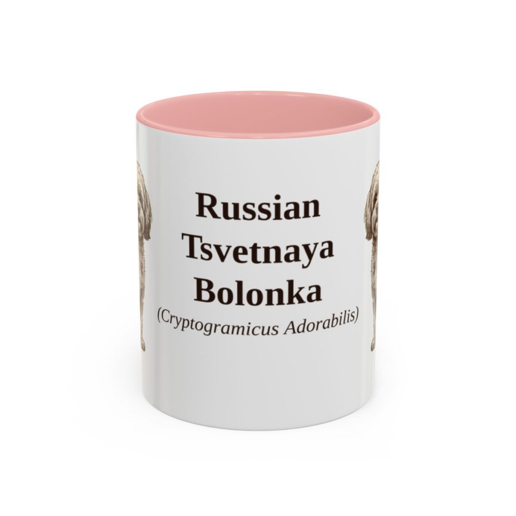 11oz-russian-tsvetnaya-bolonka-mug-latin-pink 11oz Russian Tsvetnaya Bolonka Latin Mug, Pink, front view