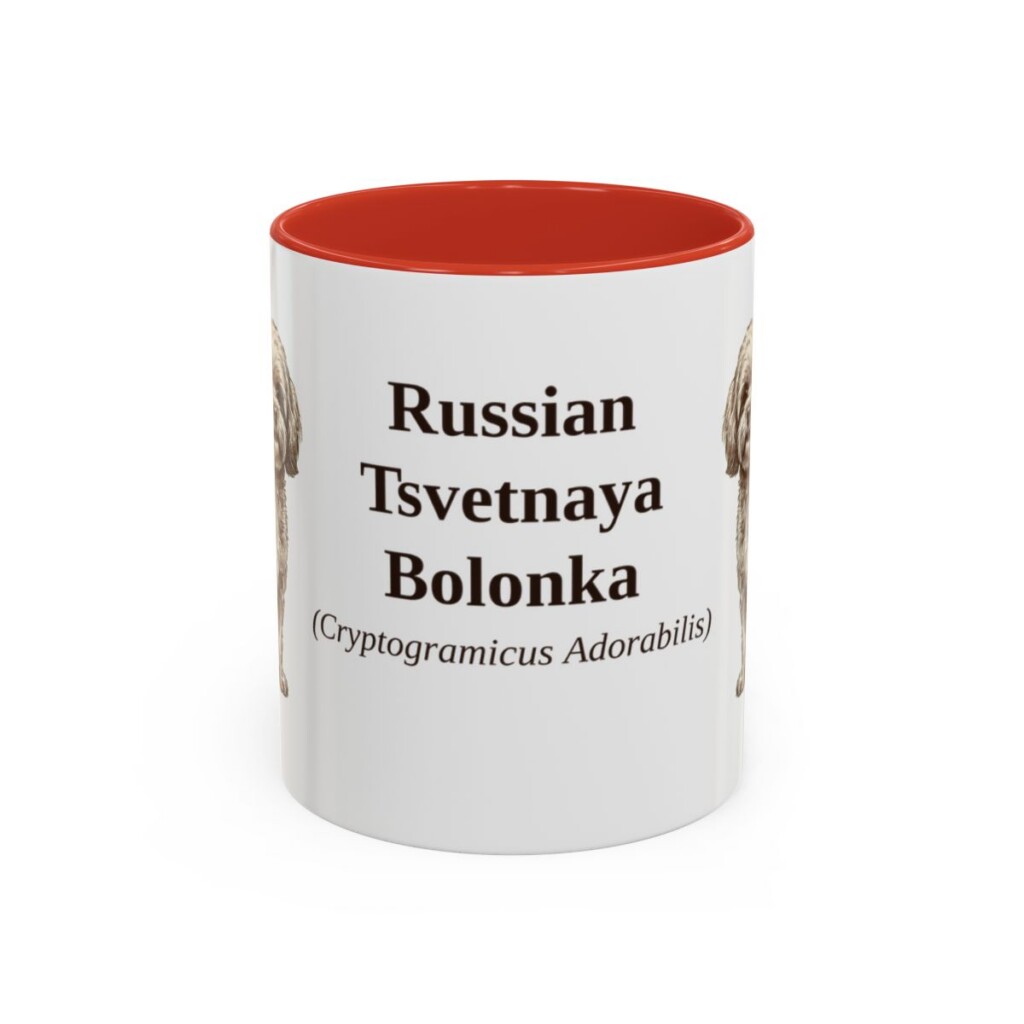 11oz-russian-tsvetnaya-bolonka-mug-latin-red 11oz Russian Tsvetnaya Bolonka Latin Mug, Red, front view