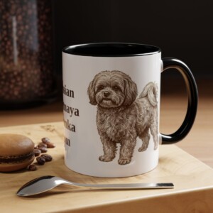 11oz Russian Tsvetnaya Bolonka Dog Mom Mug, Black, lifestyle photo
