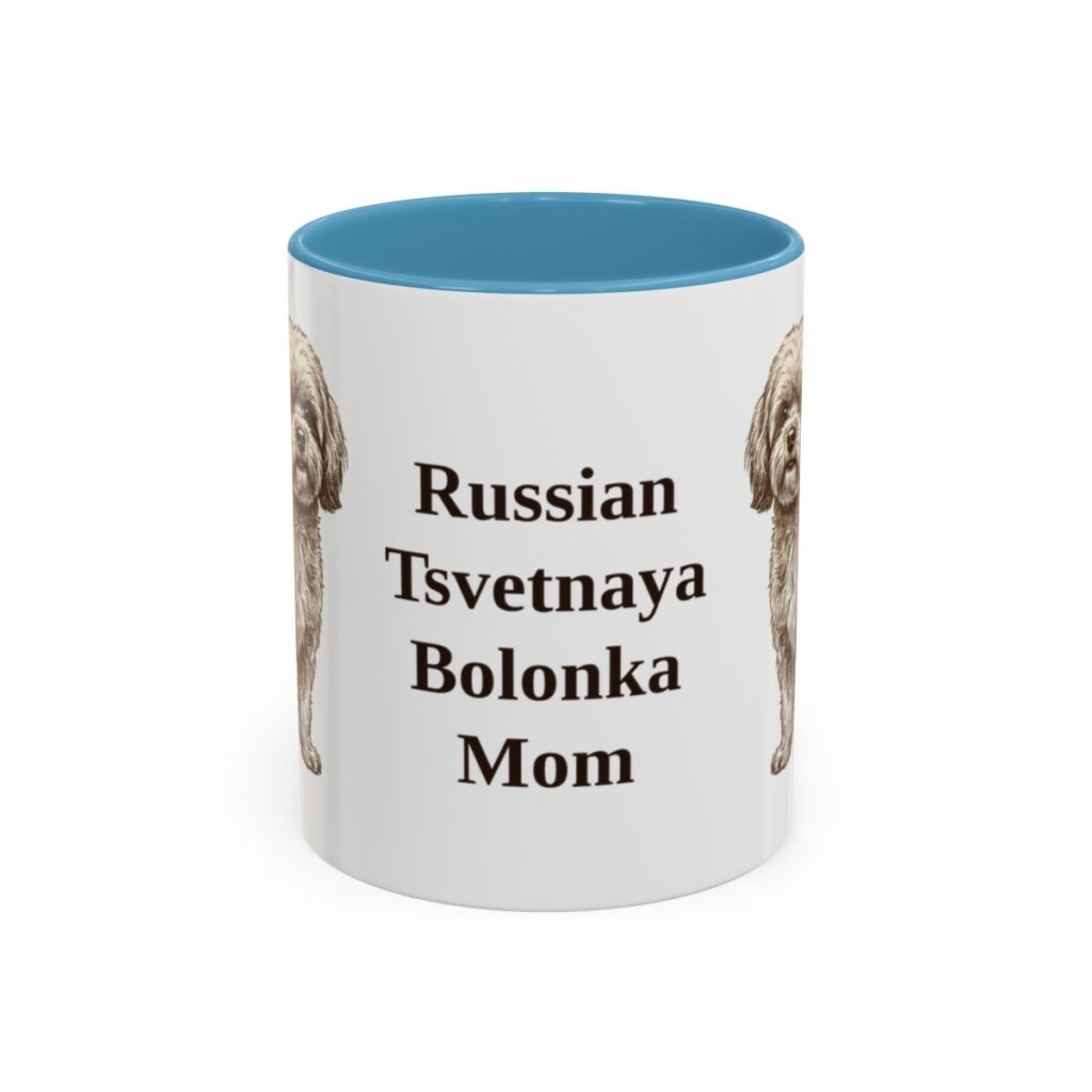 11oz-russian-tsvetnaya-bolonka-mug-mom-light-blue 11oz Russian Tsvetnaya Bolonka Dog Mom Mug, Light Blue, front view
