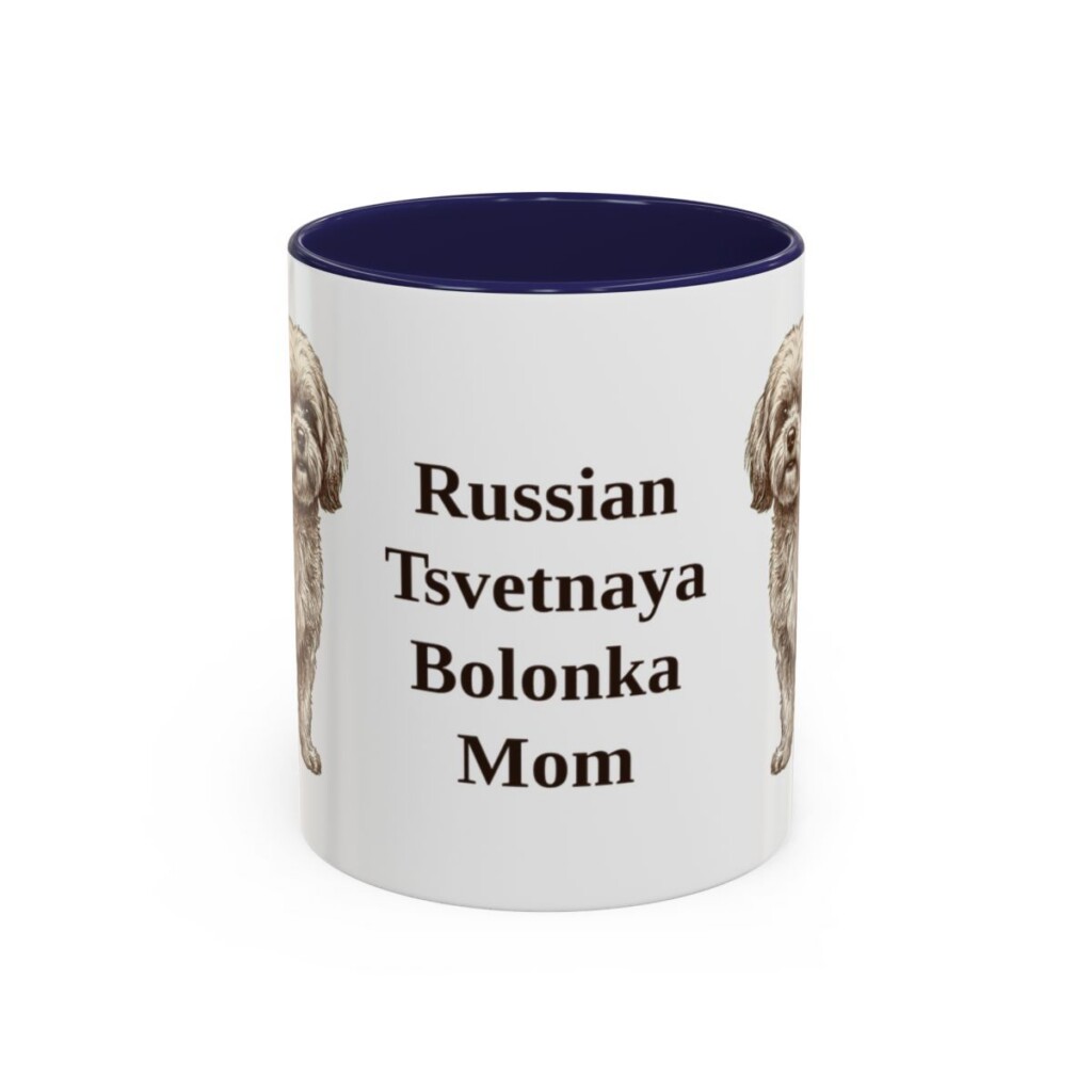 11oz-russian-tsvetnaya-bolonka-mug-mom-navy 11oz Russian Tsvetnaya Bolonka Dog Mom Mug, Navy, front view