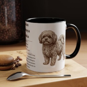11oz Russian Tsvetnaya Bolonka Mug, Black, lifestyle photo