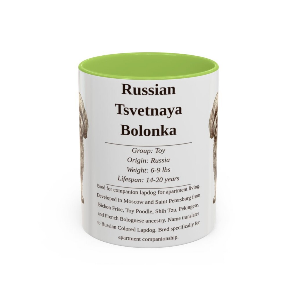 11oz-russian-tsvetnaya-bolonka-mug-writeup-light-green 11oz Russian Tsvetnaya Bolonka Mug, Light Green, front view