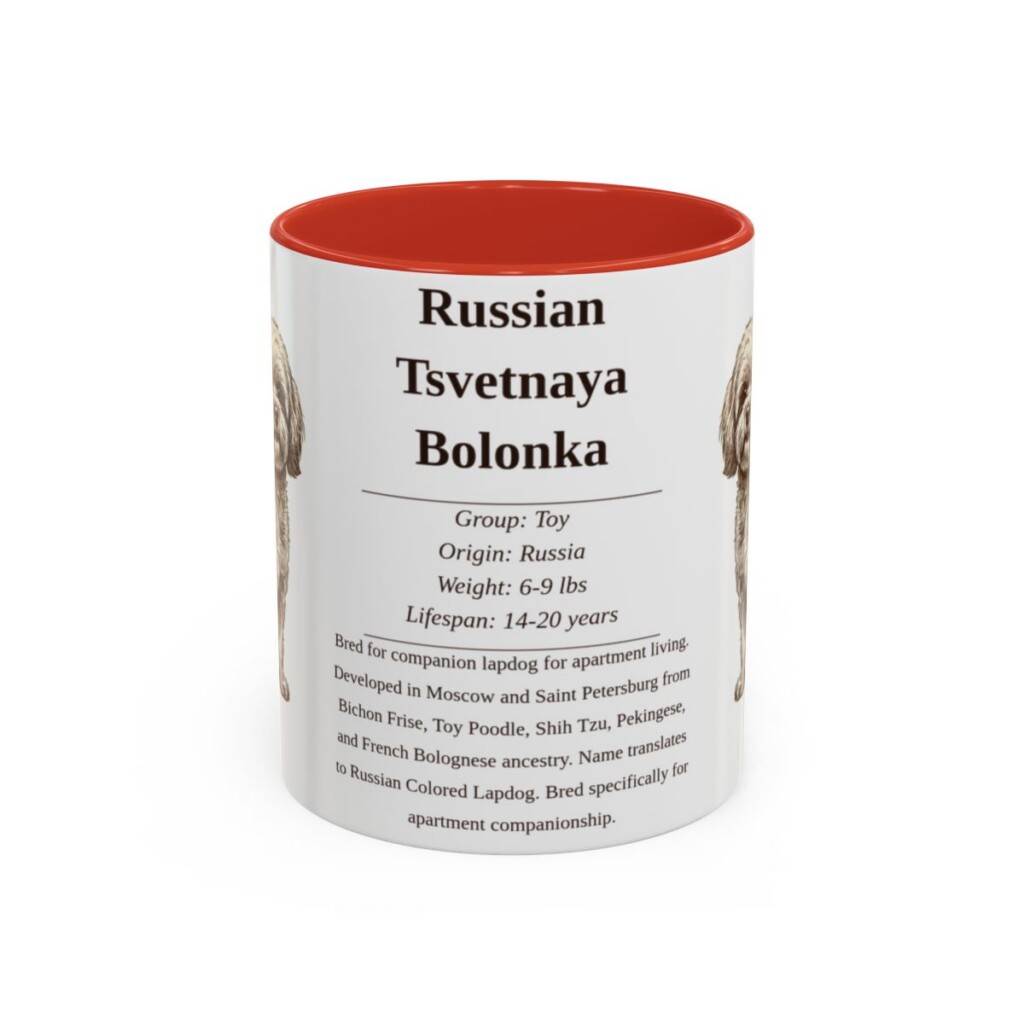 11oz-russian-tsvetnaya-bolonka-mug-writeup-red 11oz Russian Tsvetnaya Bolonka Mug, Red, front view
