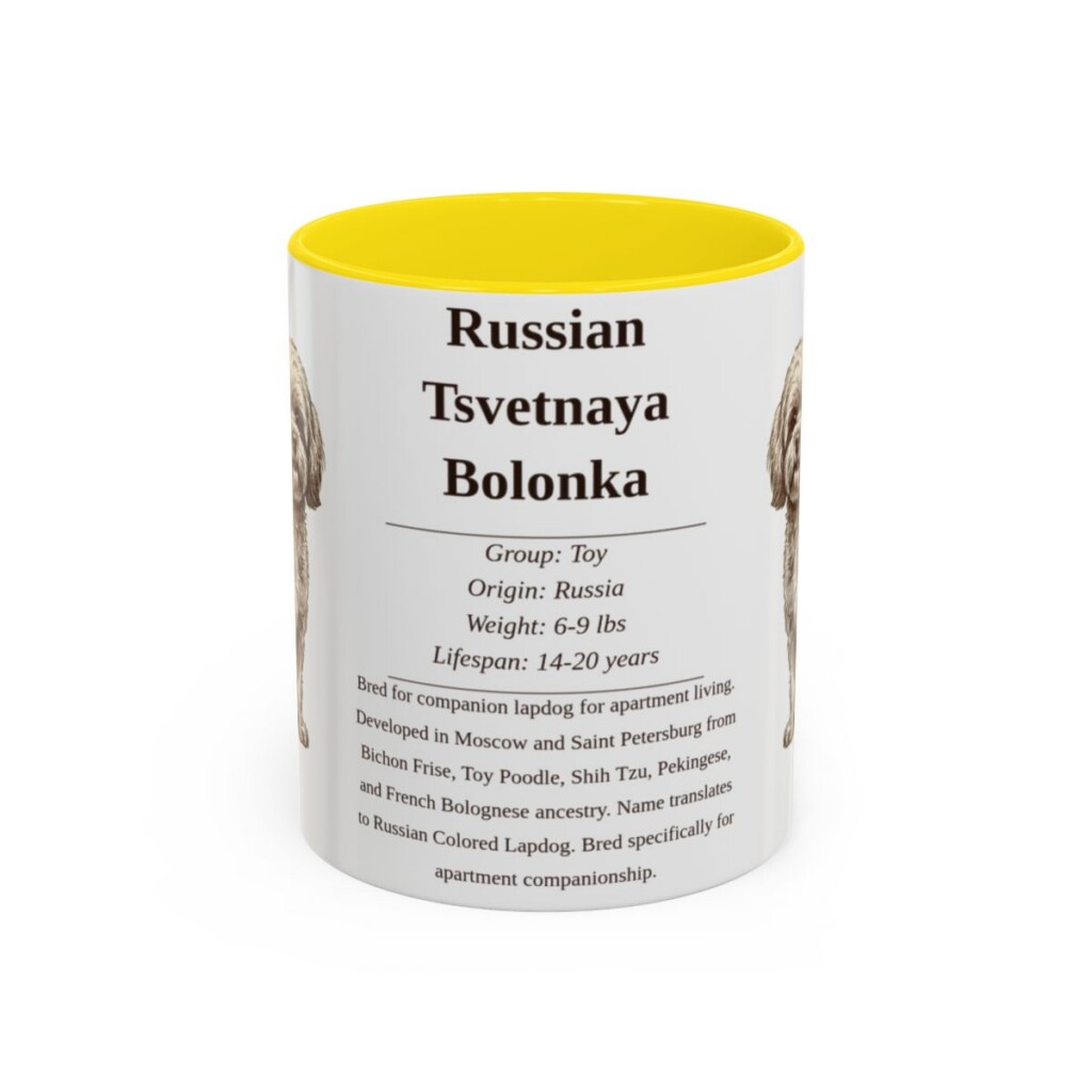11oz-russian-tsvetnaya-bolonka-mug-writeup-yellow 11oz Russian Tsvetnaya Bolonka Mug, Yellow, front view