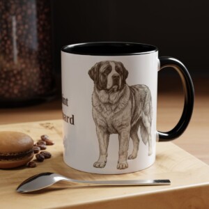 11oz Saint Bernard Mug, Black, lifestyle photo