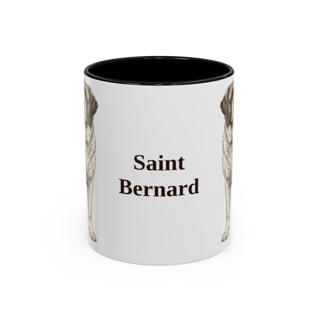 11oz Saint Bernard Mug, Black, front view