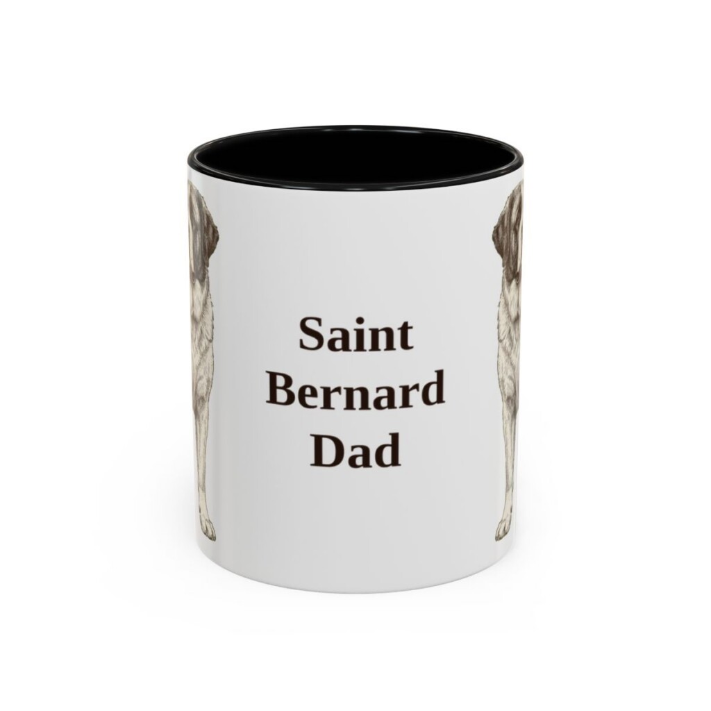 11oz Saint Bernard Dog Dad Mug, Black, front view