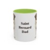 11oz Saint Bernard Dog Dad Mug, Light Green, front view