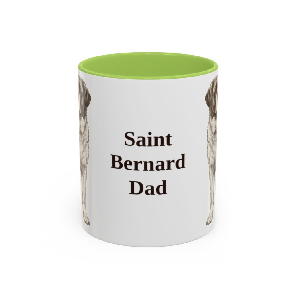 11oz Saint Bernard Dog Dad Mug, Light Green, front view