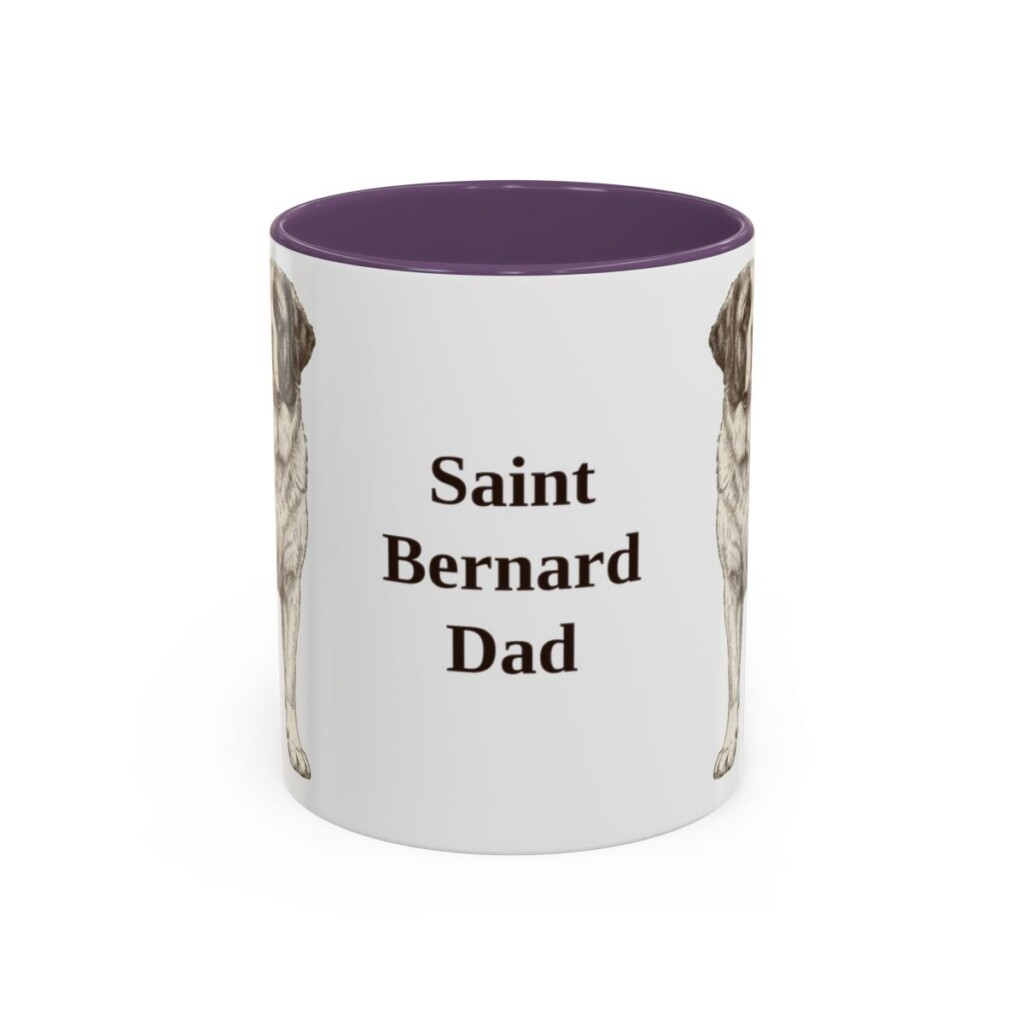 11oz Saint Bernard Dog Dad Mug, Purple, front view