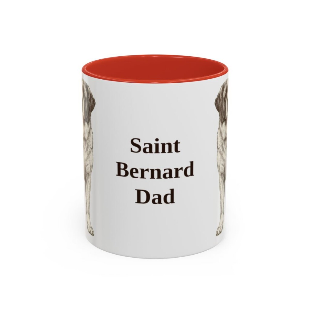 11oz Saint Bernard Dog Dad Mug, Red, front view