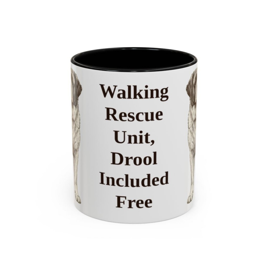 11oz-saint-bernard-mug-humor-black-front 11oz Funny Saint Bernard Mug, Black, front view