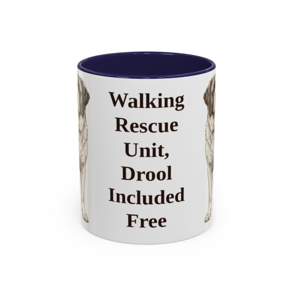 11oz-saint-bernard-mug-humor-navy 11oz Funny Saint Bernard Mug, Navy, front view