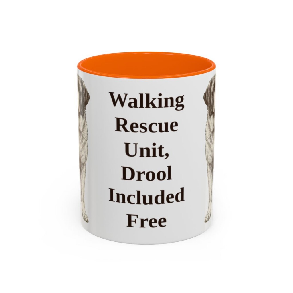 11oz-saint-bernard-mug-humor-orange 11oz Funny Saint Bernard Mug, Orange, front view