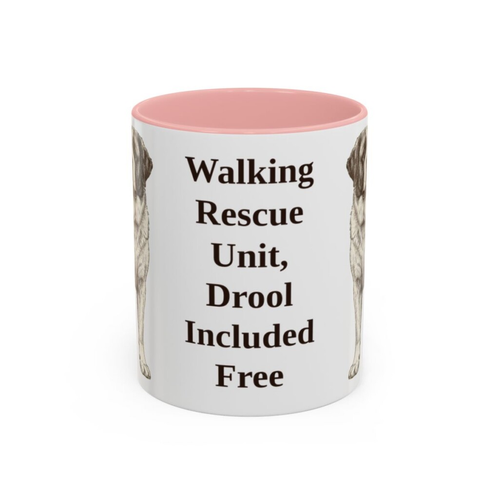 11oz-saint-bernard-mug-humor-pink 11oz Funny Saint Bernard Mug, Pink, front view