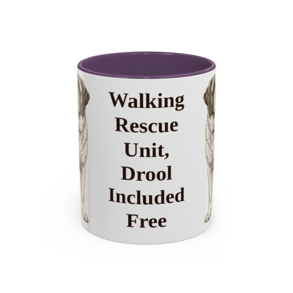11oz-saint-bernard-mug-humor-purple 11oz Funny Saint Bernard Mug, Purple, front view