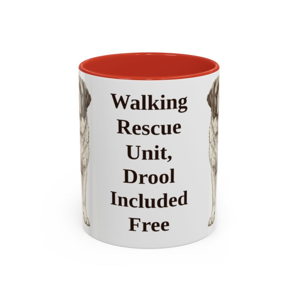 11oz-saint-bernard-mug-humor-red 11oz Funny Saint Bernard Mug, Red, front view