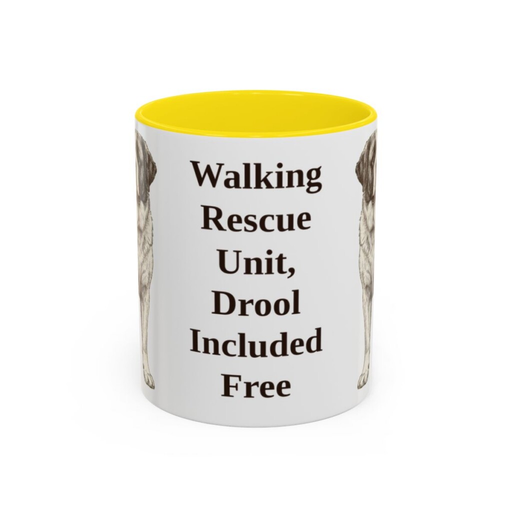 11oz-saint-bernard-mug-humor-yellow 11oz Funny Saint Bernard Mug, Yellow, front view