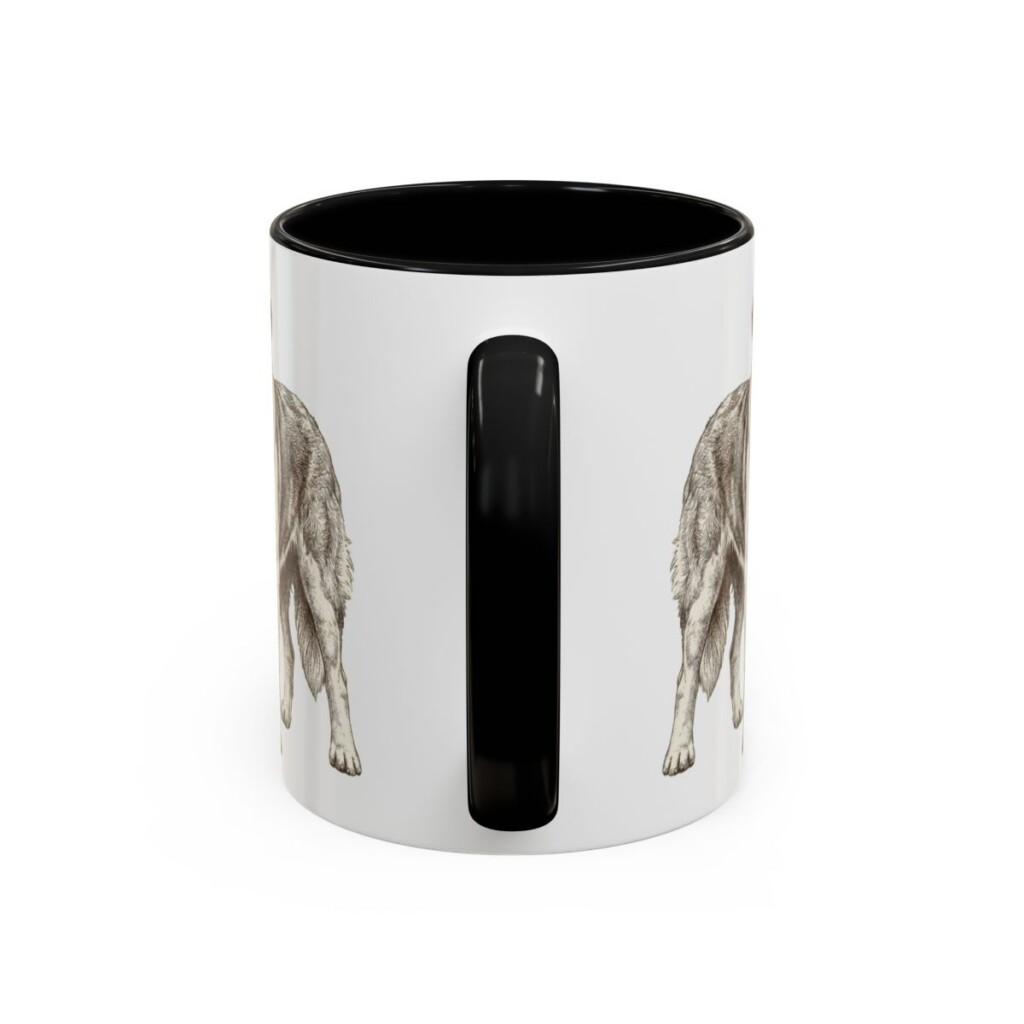 11oz Saint Bernard Latin Mug, Black, back view