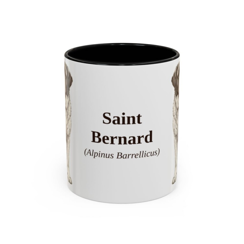 11oz Saint Bernard Latin Mug, Black, front view