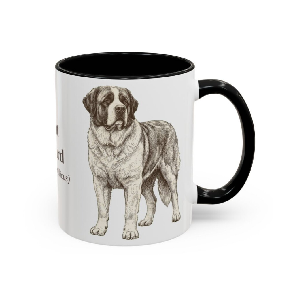 11oz Saint Bernard Latin Mug, Black, right side view