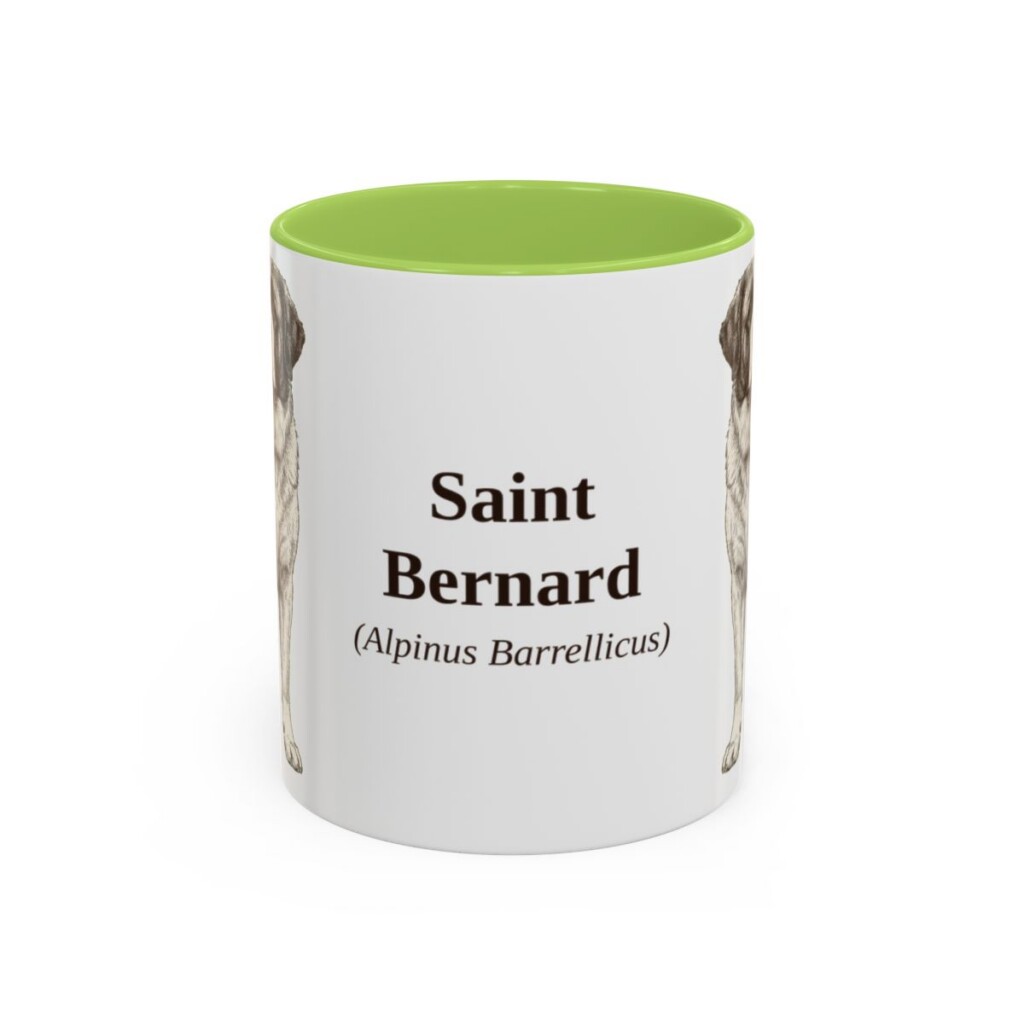 11oz Saint Bernard Latin Mug, Light Green, front view