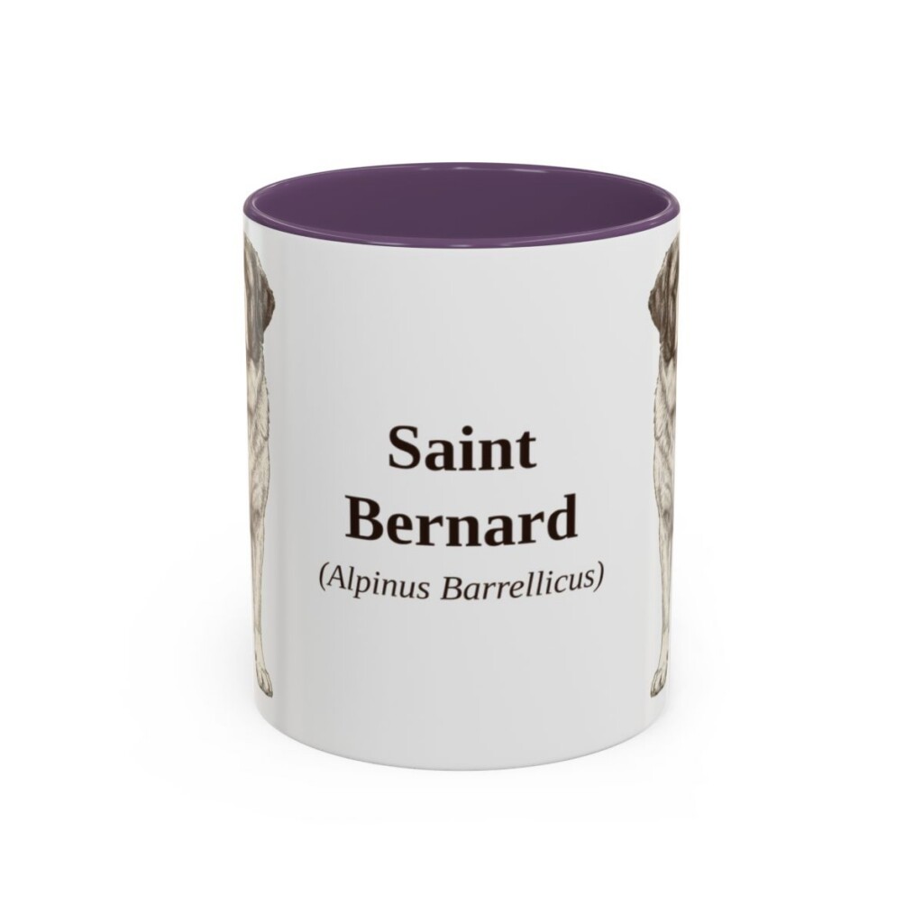 11oz Saint Bernard Latin Mug, Purple, front view