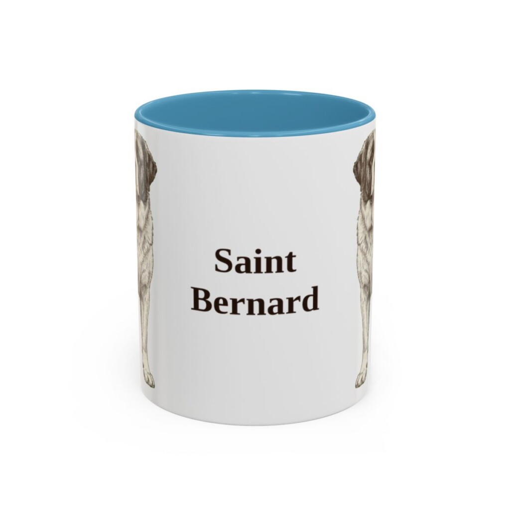 11oz Saint Bernard Mug, Light Blue, front view