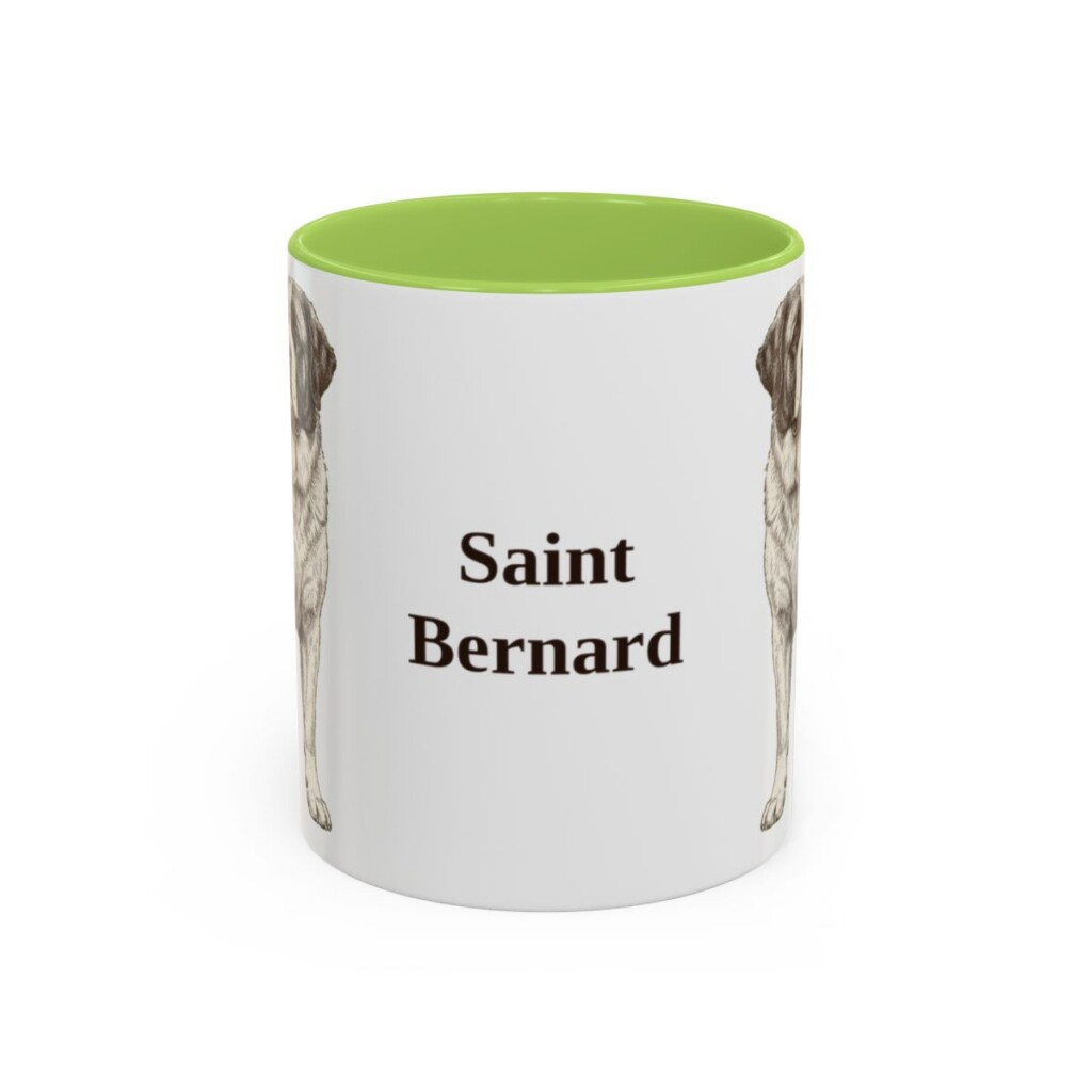 11oz Saint Bernard Mug, Light Green, front view