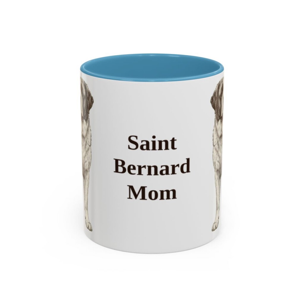 11oz Saint Bernard Dog Mom Mug, Light Blue, front view