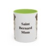 11oz Saint Bernard Dog Mom Mug, Light Green, front view