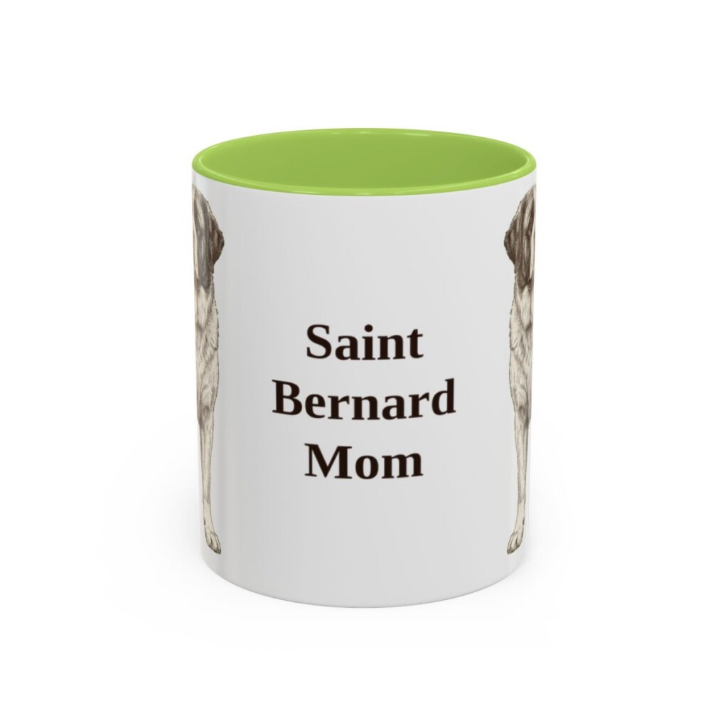 11oz Saint Bernard Dog Mom Mug, Light Green, front view