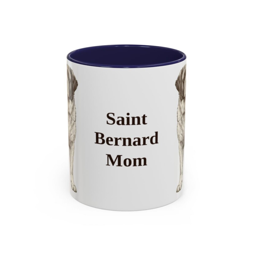 11oz Saint Bernard Dog Mom Mug, Navy, front view