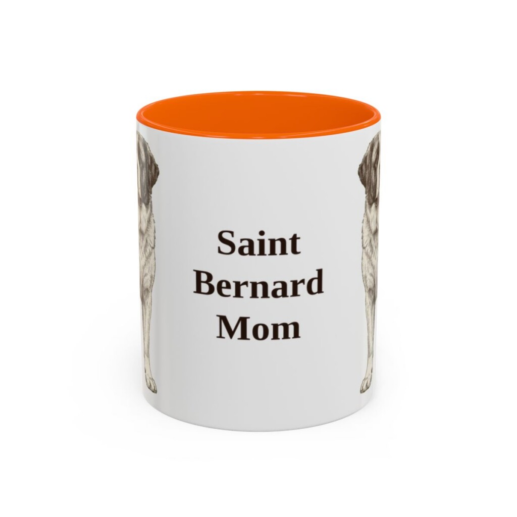 11oz Saint Bernard Dog Mom Mug, Orange, front view