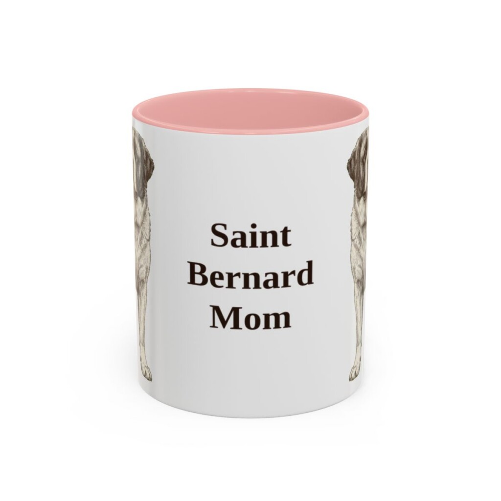 11oz Saint Bernard Dog Mom Mug, Pink, front view