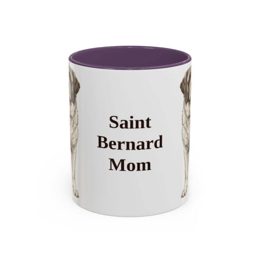 11oz Saint Bernard Dog Mom Mug, Purple, front view