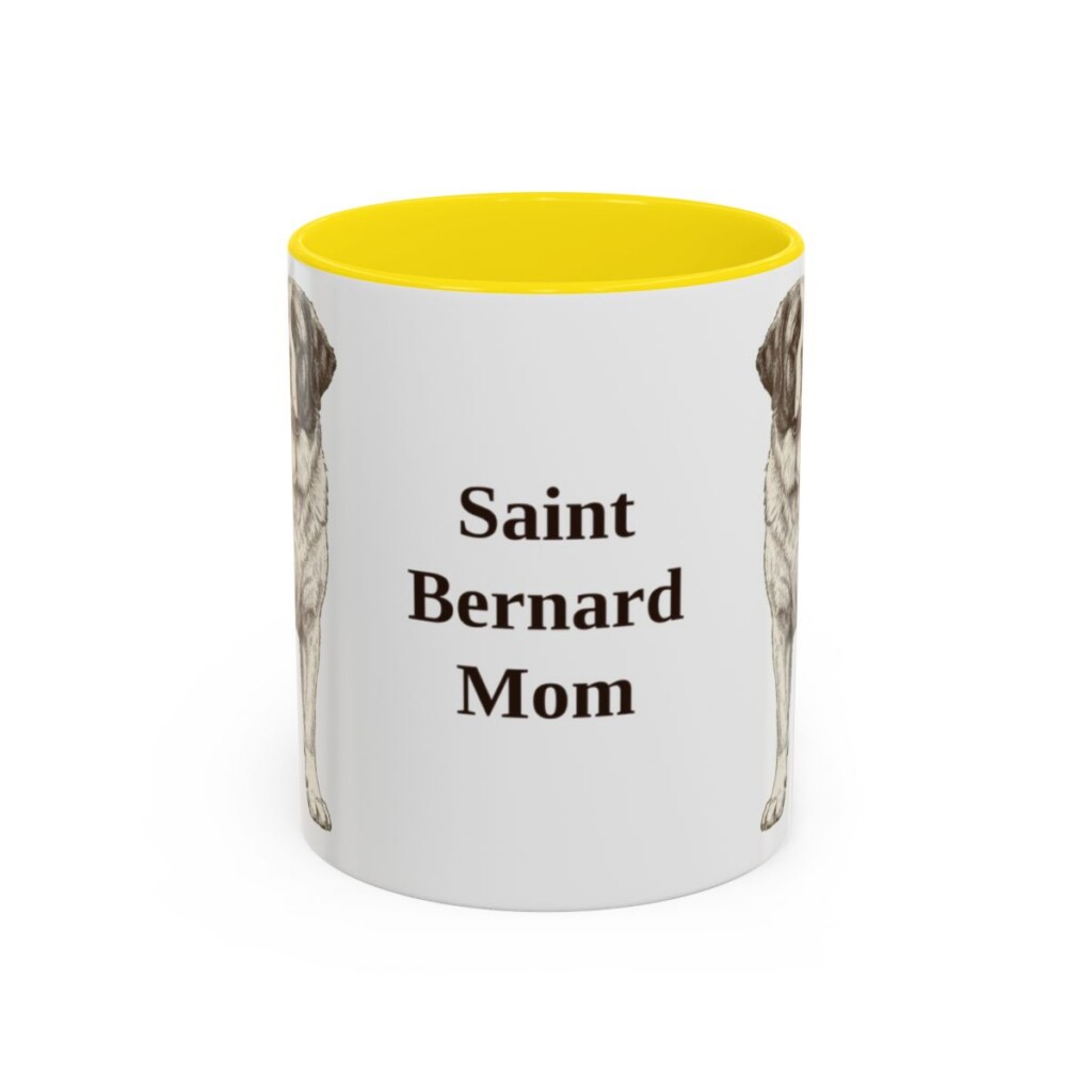 11oz Saint Bernard Dog Mom Mug, Yellow, front view