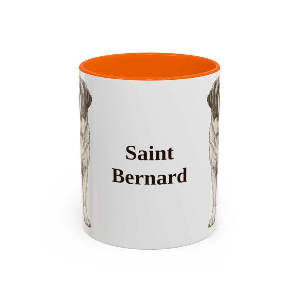 11oz Saint Bernard Mug, Orange, front view