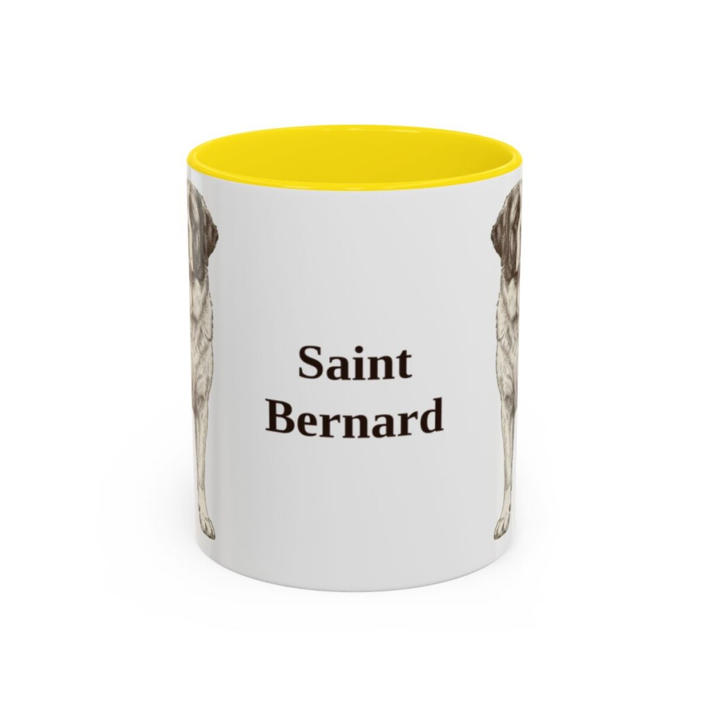 11oz Saint Bernard Mug, Yellow, front view