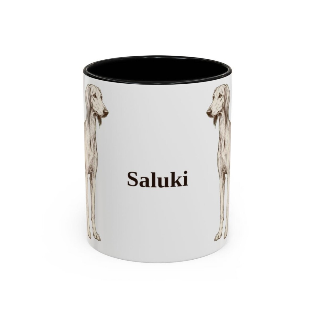 11oz Saluki Mug, Black, front view