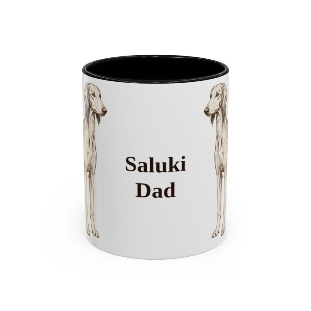 11oz Saluki Dog Dad Mug, Black, front view