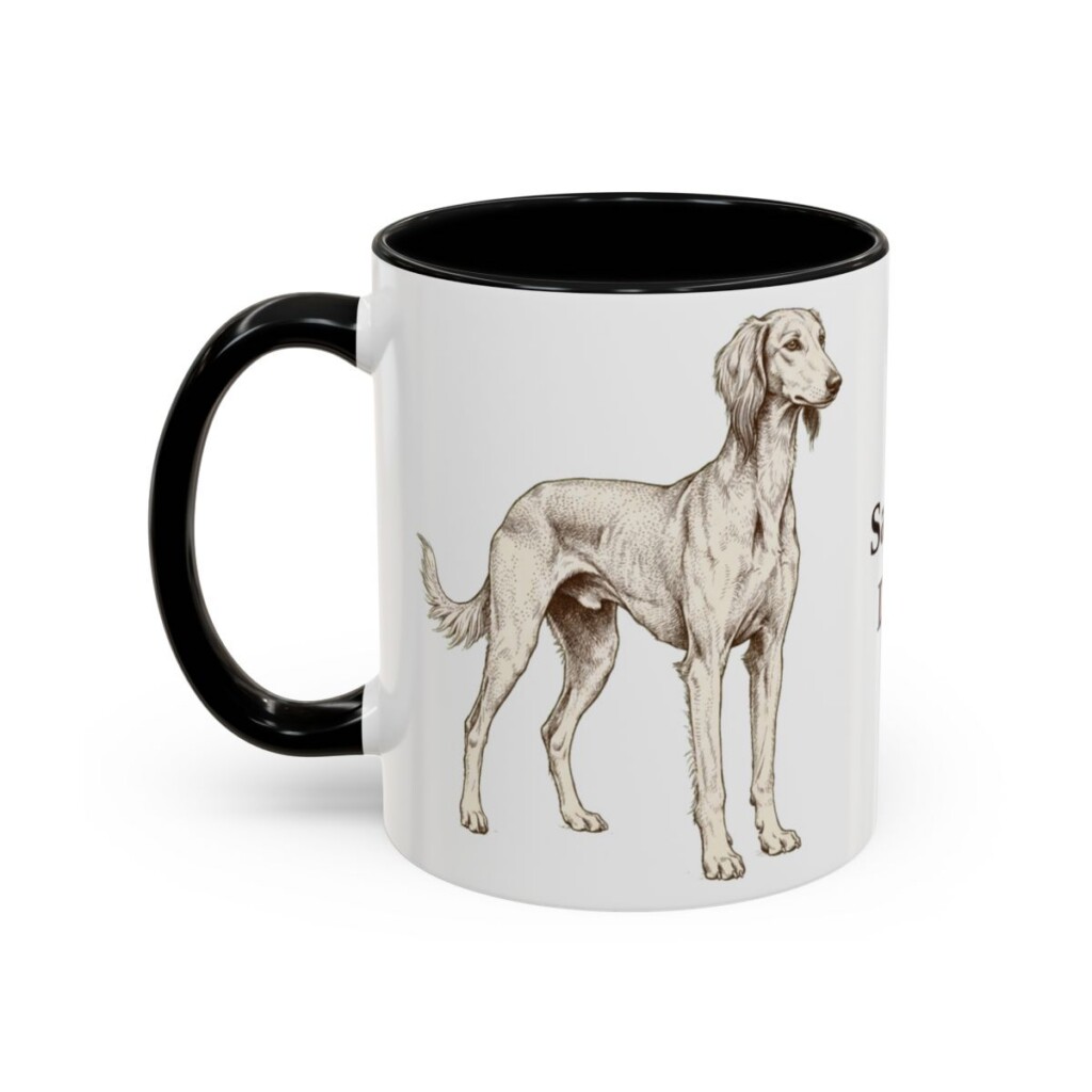 11oz Saluki Dog Dad Mug, Black, left side view