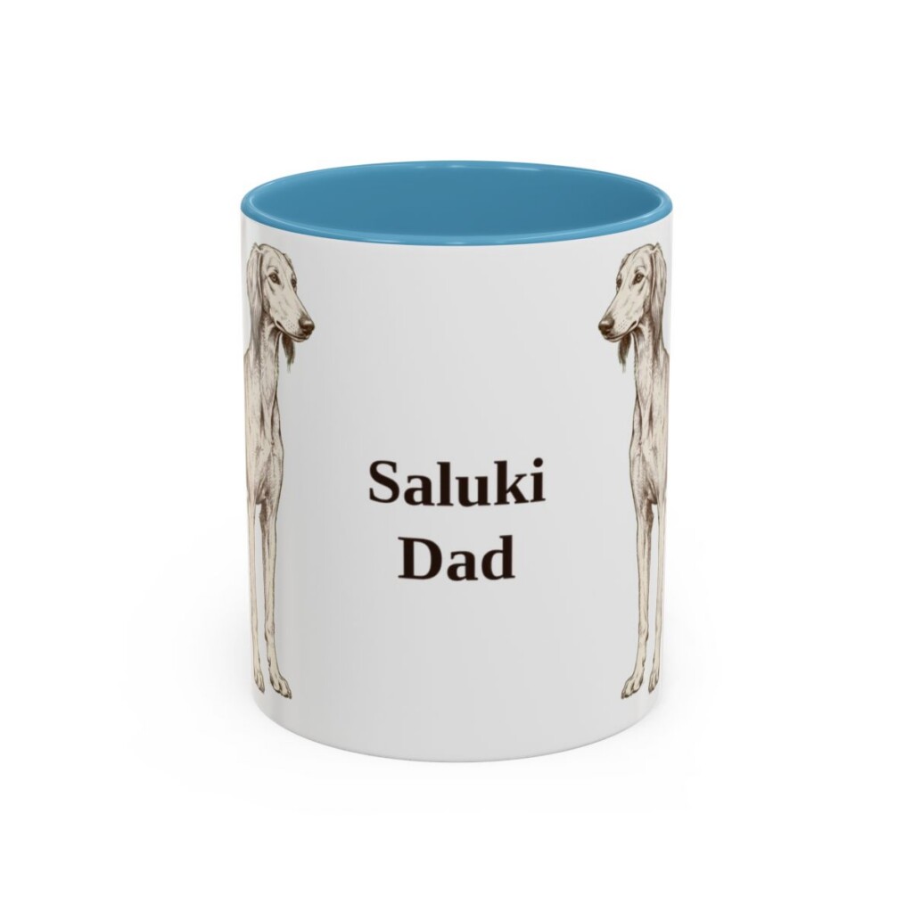11oz Saluki Dog Dad Mug, Light Blue, front view