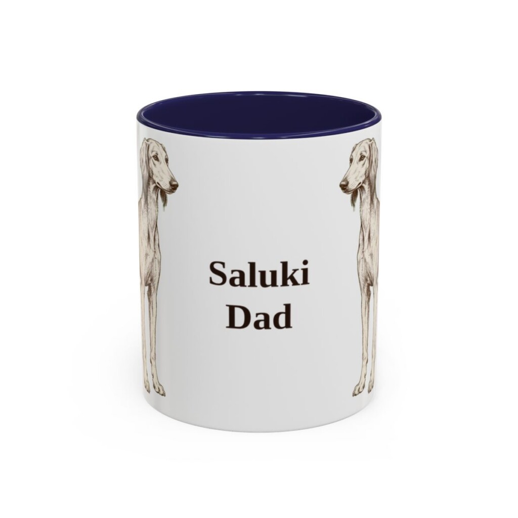 11oz Saluki Dog Dad Mug, Navy, front view