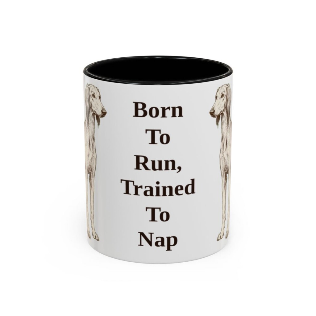 11oz Funny Saluki Mug, Black, front view