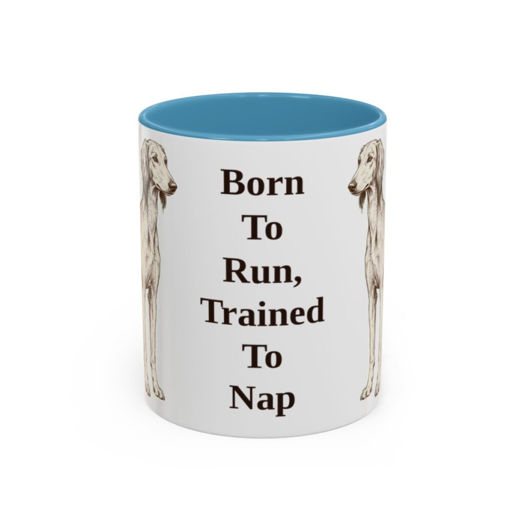 11oz Funny Saluki Mug, Light Blue, front view